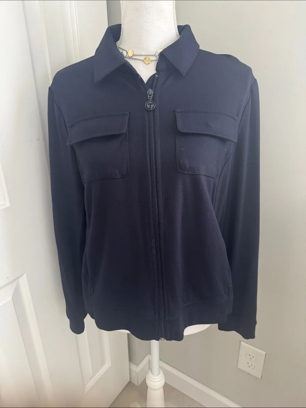 Talbots Navy Zip-Front Jacket - Picture 8 of 8